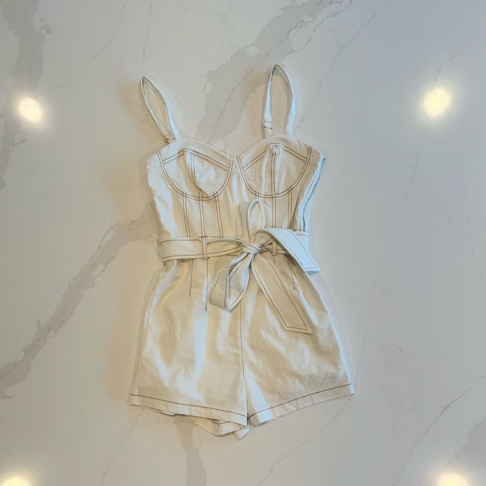 Tight White Tie Waist Romper
